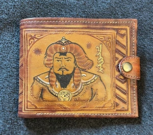 Vintage GENGHIS KHAN Geldbörse aus handbesetztem Leder - Bild 1 von 4