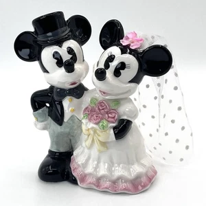 EUC Vintage Disney Mickey Minnie Mouse Bride & Groom Ceramic Wedding Cake Topper - Picture 1 of 7