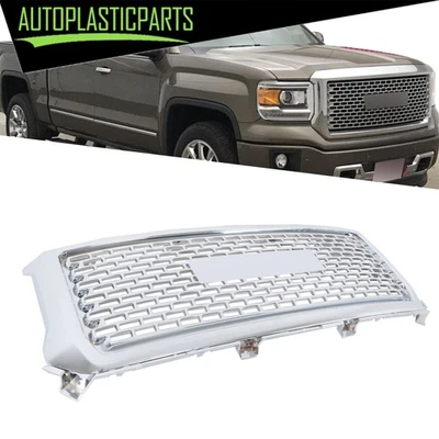 Mesh Style Chrome Bumper Grill Front Upper Side For GMC Sierra 1500 Denali 14-15 - Изображение 1 из 4