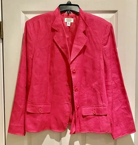 Talbot’s Women’s Size 14W Hot Pink Linen Jacket Blazer - Picture 1 of 4