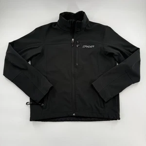 Spyder Softshell Jacket Mens Medium Black Full Zip Stretch Outdoor Coat Logo - Picture 1 of 11