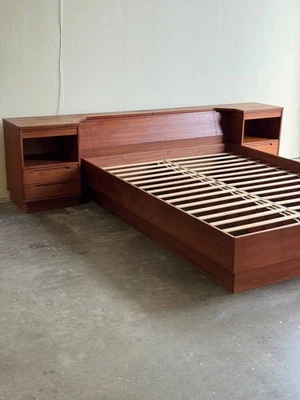 Torring Møbelfabrik Danish Teak Queen Platform Bed with Integrated Nightstands - Image 1 of 4