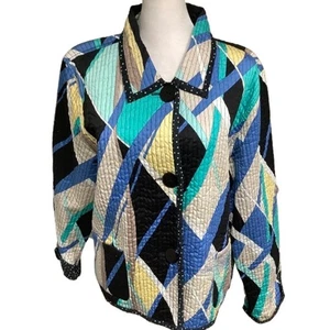 Handmade Upcycling Boho Patchwork Steppjacke Bunt Vintage Boho Handwerk - Bild 1 von 8