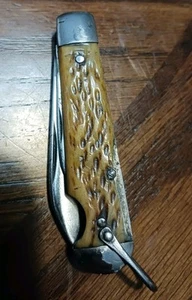 Imperial Easy Open Brown Jigged Bone Handle Jack Knife 1936-1952 Pocketknife - Picture 1 of 12
