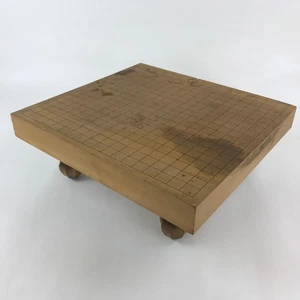 Japanese Wood Go Board Vtg Table Game Goban Leg Heso Igo 19X19 Grid GB81 - Picture 1 of 10