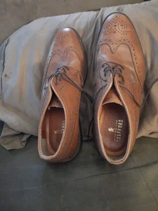 Zapatos de cuero marrón Stafford para hombre talla 10,5 M punta de ala Oxford con cordones punta almendra - Imagen 1 de 5