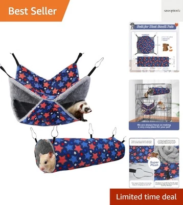 Juego de hamaca de rata hurón cama escondite de conejillo de indias, juguetes suaves para hámster túnel colgante... Foto 1 de 4