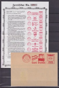 75480) Absenderfreistempel Musterabschlag mit Zertifikat EISENBERG 1937 - Bild 1 von 1