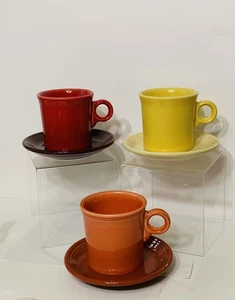 3er Set Fiesta Geschirr Teetassen & Untertassen Sets Ring Henkel Kaffeetasse/Tasse - Bild 1 von 16