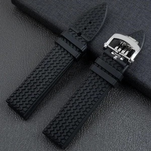 23 mm Schwarz Gummi Silikon Uhrenarmband passt Chopard Mille Miglia Gran Turismo XL - Bild 1 von 15