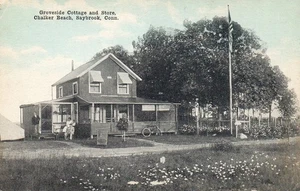 Groveside Cottage & Store Chalker Beach Saybrook CT Connecticut Postcard - Picture 1 of 2