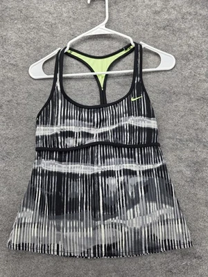 Camiseta sin mangas Nike para mujer mediana negra blanca a rayas espalda deportiva sujetador incorporado Foto 1 de 4