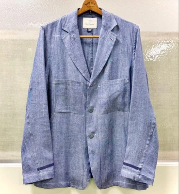 Nigel Cabourn Authentique Lin Jeans Taille Veste 50 Fabriqué En UK - Photo 1/4