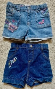 Girls Denim Shorts Lot Of 2 Blue Jean Shorts Bundle Size 4T - Picture 1 of 5