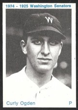 1975 TCMA Curly Ogden WASHINGTON SENATORS UNSIGNED  2-3/8 x 3-3/8  PHOTO CARD #1