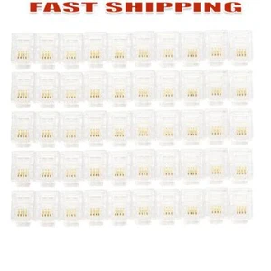 100 Pcs RJ11 6P4C Plug Telephone Connector Transparent Crystal Plug - Zdjęcie 1 z 6