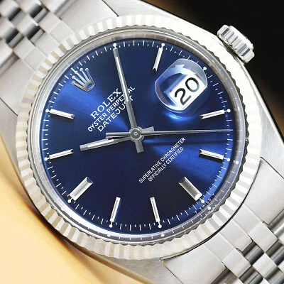 RELÓGIO MASCULINO ROLEX DATEJUST MOSTRADOR AZUL OURO BRANCO 18K E AÇO INOXIDÁVEL - Imagem 1 de 4