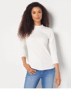 Girl With Curves Mock Neck Knit Top Pearl White 1X A452081 - Picture 1 of 5