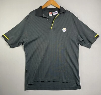 Camiseta polo masculina vintage anos 90 Nike Pro Line Pittsburgh Steelers tamanho G preta NFL - Imagem 1 de 4