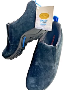 NWT MERRELL Men's Vibram Arctic Grip Slip On Loafer, Black Suede Upper US Sz 9.0 - Picture 1 of 5