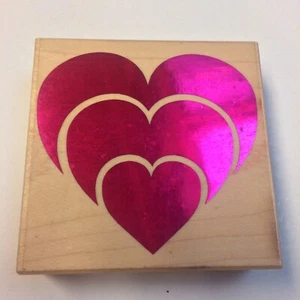 Big Bold Triple Heart  Rubber Stamp It   Three in One symbol  Wood Mounted  Rare - Picture 1 of 4