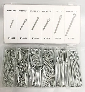 1110pz ASSORTIMENTO PIN COTTER ACCIAIO ZINCATO CLIP CHIAVE NUOVO - Foto 1 di 2