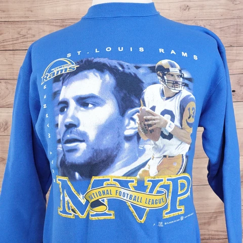 VINTAGE ST LOUIS RAMS 2000 MVP KURT WARNER USA MADE CREW NECK SWEATSHIRT SZ L Cover