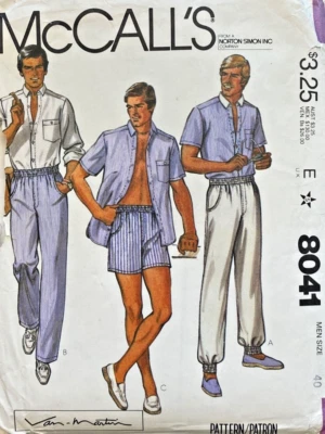 80s MCCALLS 8041 VAN MARTIN TALLA 40 HOMBRE CAMISA PANTALONES CORTOS UC/FF Foto 1 de 4
