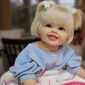 28" Already Painted Reborn Baby Doll Cute Toddler Girl Short Hair Cloth Body Toy - Picture 1 of 4