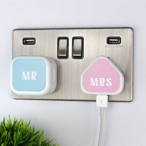 Personalised Vinyl Plug Sticker His and Hers Custom Charging Point