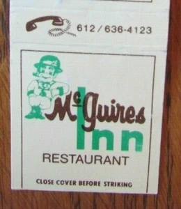 IRISH PUB MATCHBOOK MATCHCOVER: McGUIRES INN (ST. PAUL, MINNESOTA) -E8 - Picture 1 of 2