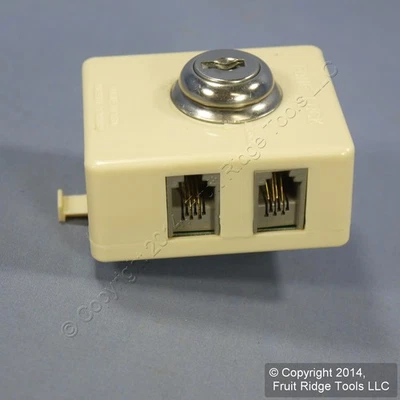 Leviton Ivory 4 and 6-Wire Plug Modular Telephone Security Lock Keyed C0265-I - Image 1 of 4