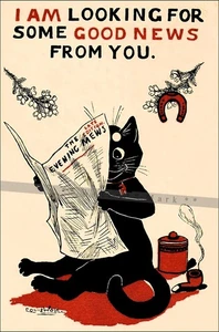 The Evening Mews by Louis Wain 1930s Vintage Poster Print Retro Style Art- - Picture 1 of 4