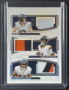 BO NIX RC TROY FRANKLIN WILLIAMS 2024 NATIONAL TREASURES TRIPLE PATCH SILVER /25 - Picture 1 of 2
