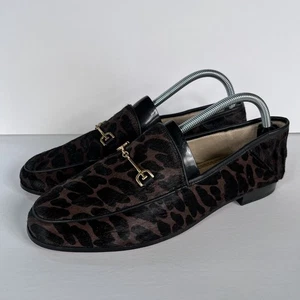 NEW Sam Edelman Loraine Womens Bit Loafers Brown Leopard Cow Hair 9W - Picture 1 of 9