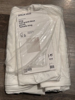 NEW IKEA Ofelia Vass White King Duvet Cover & 2 Pillow Cases - image 1 of 2