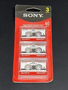Sony MC-60 Microcassette Confezione da 3 Microcassette 60 Minuti Nuove Sigillate - Foto 1 di 2