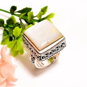 Mother Of Pearl Vintage Handmade 925 Sterling Silver Ring 6.75 US GSR-4758 - Picture 1 of 2