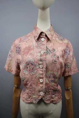 JIL SANDER Floral 50%linen/Cotton50% Womens Designers A Line Shirt Blouse Sz XS - Image 1 of 4