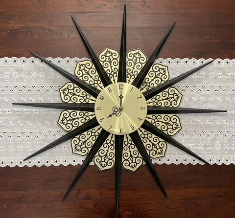Vintage Mid Century Modern WESTCLOX NOCORD ATOMIC STARBURST WALL CLOCK Large 25” Cover
