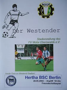 PROGRAMM 28.5.2004 FV MOTORE Eberswalde - Hertha BSC Berlino - Picture 1 of 1