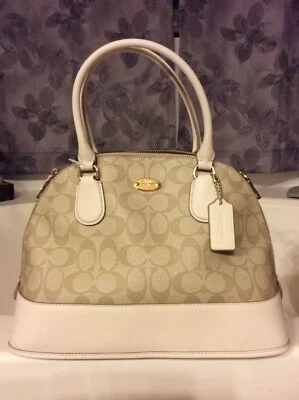 Bolso de Lona COACH F33904 PVC Beige Cora Domed Satchel Signature LOGO Foto 1 de 4
