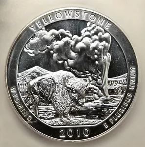 2010 UNITED STATES YELLOWSTONE WYOMING 5OZ Prooflike Silver 25C Coin PCGS i95248 - Picture 1 of 5