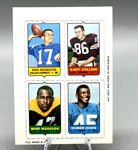1969 Topps Football 4-in-1 Stamps Don Meredith Gary Collins Home Jones Woodson