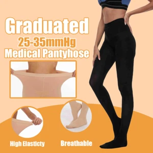25-35 mmHg Firm Graduated Support Waist High Compression Circulation Leggings - Picture 1 of 16