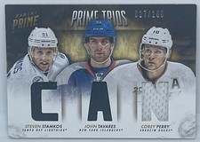2013-14 PANINI PRIME TRIOS TRIPLE JERSEY #'D 027/100 STAMKOS, TAVARES, PERRY NHL