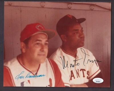 Lou Boudreau & Monte Irvin Dual Autographed 8x10 Old Timers Photo JSA Authentic - Image 1 of 4