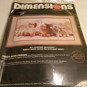 1 DIMENSIONS “TEDDY BEAR PARADE” CROSS STITCH KIT! 22”X12” NO COUNTING! - Picture 1 of 7
