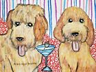 Goldendoodle Drinking Martini Original 9x12 Painting Vintage Style Dog Art KSams