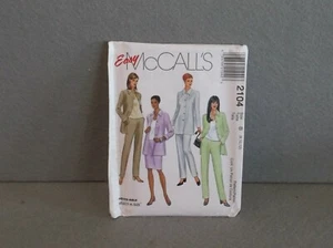 SIZE 8-12 MCCALL'S 2104 PATTERN 1990s TOP PANTS SKIRT UNLINED JACKET Petite-able - Picture 1 of 4